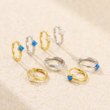 925 Sterling Silver Hoop Graduation Simple Round Natural Opal Earrings