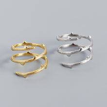 925 Sterling Silver Fashion Triple Layers Branch Adjustable Ring