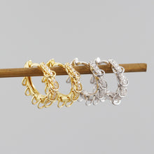 925 Sterling Silver Geometry Mini Circles CZ Hoop Earrings