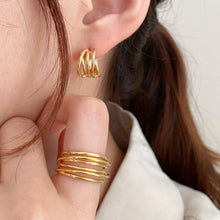 925 Sterling Silver Geometric Minimalist Multi-Line Adjustable Ring