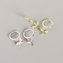 925 Sterling Silver Insect Flying Dragonfly Hoop Earrings