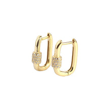 925 Sterling Silver Geometry U Shape CZ Cylinder Hoop Earrings