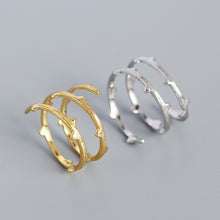 925 Sterling Silver Fashion Triple Layers Branch Adjustable Ring