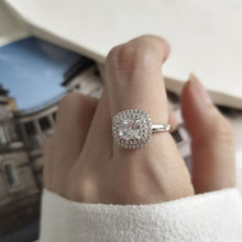 925 Sterling Silver Casual Geometry CZ Adjustable Ring