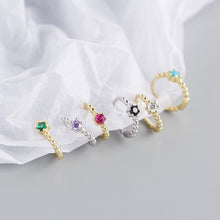 925 Sterling Silver Cute CZ Beads  Huggie Hoop Earrings