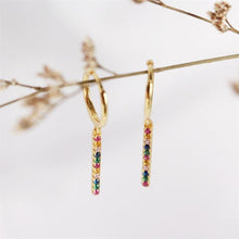 925 Sterling Silver Fashion Colorful CZ Stick Leverback Earrings