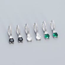 925 Sterling Silver Hoop Earrings Lady Colorful Round CZ Stone