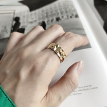 925 Sterling Silver Simple Gold Irregular Adjustable Ring