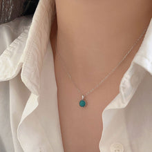 925 Silver Round Geometric Turquoise  Shaped Pendant Necklace