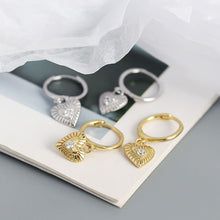 925 Sterling Silver Hoop  Women CZ Heart Love Earrings