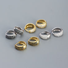 925 Sterling Silver Geometry Micro Setting CZ Huggie Hoop Earrings
