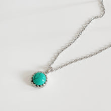 925 Silver Round Geometric Turquoise  Shaped Pendant Necklace