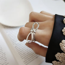 925 Sterling Silver Retro Hollow Bowknot Adjustable Ring
