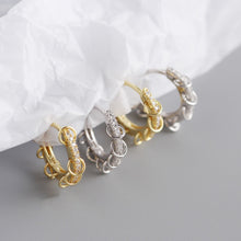 925 Sterling Silver Geometry Mini Circles CZ Hoop Earrings