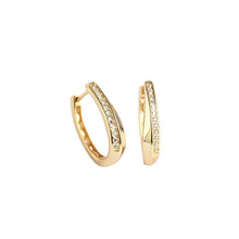 925 Sterling Silver Casual CZ U Shape  Hoop Earrings