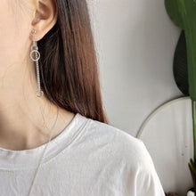 925 Sterling Silver Geometry Mini Circle Chain Dangling Earrings