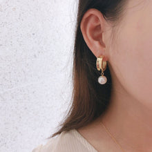 925 Sterling Silver Fashion Round Shell Pearl Dangling Earrings