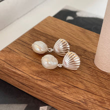 925 sterling silver vintage minimalist  trend shell pearl earrings