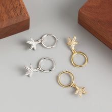 925 Sterling Silver Drop Dangling Holiday Cute CZ Starfish Earrings