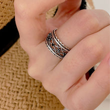 925 Sterling Silver  Vintage Style Twisted Knot Black Onyx Accents in Open Adjustable Ring