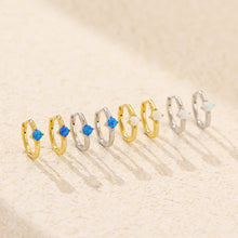 925 Sterling Silver Hoop Graduation Simple Round Natural Opal Earrings