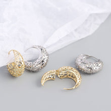 925 Sterling Silver Fashion Hollow Circle  Hoop Earrings