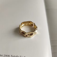 925 Sterling Silver Simple Gold Irregular Adjustable Ring