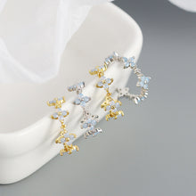 925 Sterling SilverGirl CZ Four Leaf Clover Flower C Shape Hoop Earrings