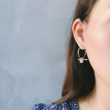 925 Strip Sterling Silver Holiday Round CZ Hoop Earrings