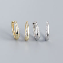 925 Sterling Silver Casual CZ U Shape  Hoop Earrings