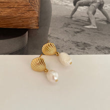 925 sterling silver vintage minimalist  trend shell pearl earrings