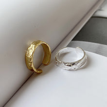 925 Sterling Silver Irregular Texture Adjustable Ring for Women in Silver and 18K Gold Elegant Fashion Jewelry Gift