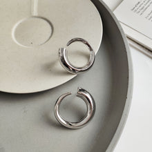 925 Sterling Silver Simple Irregular Hollow Round  Dangling Earrings