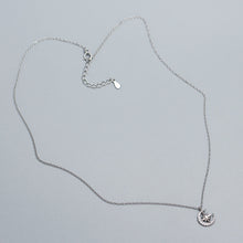 925 Sterling Silver Sweet CZ Star Crescent Moon Necklace