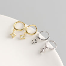 925 Sterling Silver Holiday CZ Geometry Rhombus Buckle Earrings