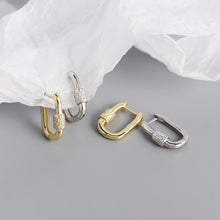 925 Sterling Silver Geometry U Shape CZ Cylinder Hoop Earrings