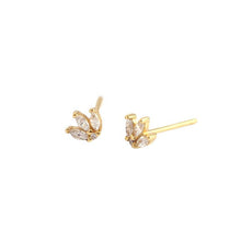 925 Sterling Silver New CZ Leaves Crown Stud Earrings
