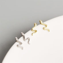 925 Sterling Silver Animal Snake Cute Stud Earrings
