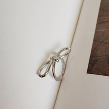 925 Sterling Silver Retro Hollow Bowknot Adjustable Ring