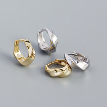 925 Sterling Silver Huggie Hoop Fashion Twisted Geometry Earrings
