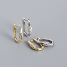 925 Sterling Silver Geometry U Shape CZ Cylinder Hoop Earrings