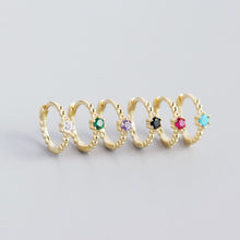 925 Sterling Silver Cute CZ Beads  Huggie Hoop Earrings