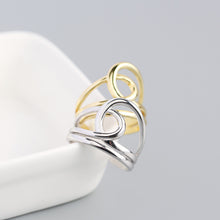 925 Sterling Silver Simple Lines Cross Double Layer Adjustable Ring