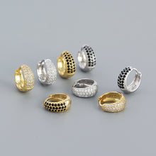 925 Sterling Silver Geometry Micro Setting CZ Huggie Hoop Earrings