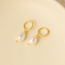 925 Sterling Silver Casual Baroque Irregular Natural Pearl Dangling Earrings