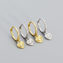925 Sterling Silver Sweet Geometry Three Layers Hearts Hoop Earrings