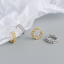925 Sterling Silver Simple Hollow Chain Huggie Hoop Earrings