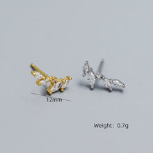 925 Sterling Silver Graduation CZ Olive Leaves Branch Stud Earrings