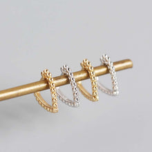 925 Sterling Silver Geometry Beads Hollow Heart Hoop Earrings