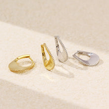 925 Sterling Silver Women Elegant CZ U Shape Hoop Earrings